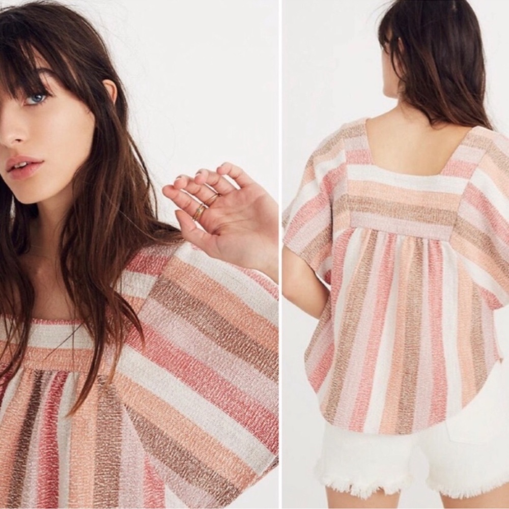 Madewell Texture & Thread Butterfly Stripe Top in Sherbert